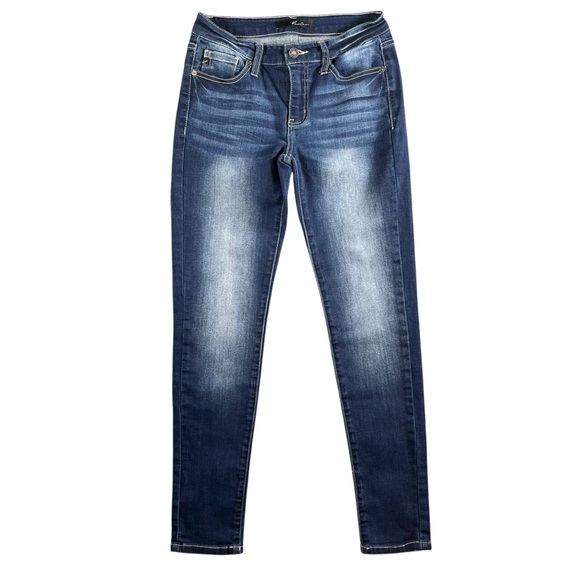 Kancan Women's Dark Wash Mid‎ Rise Blue Skinny Jeans Size 5/26 - Picture 1 of 9